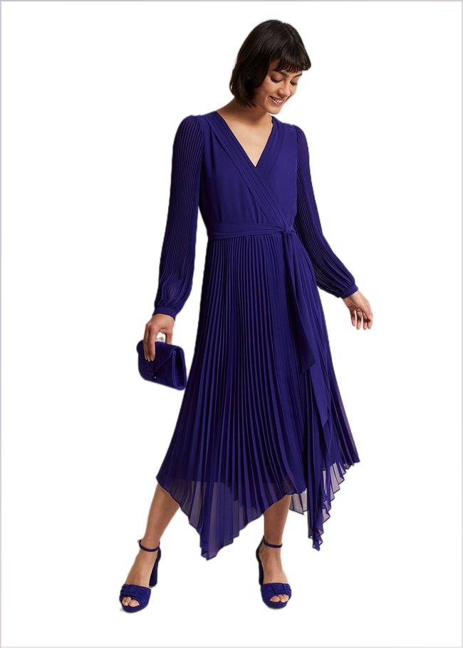  Petra Blue Pleated Midi Dress Cobalt 221812751