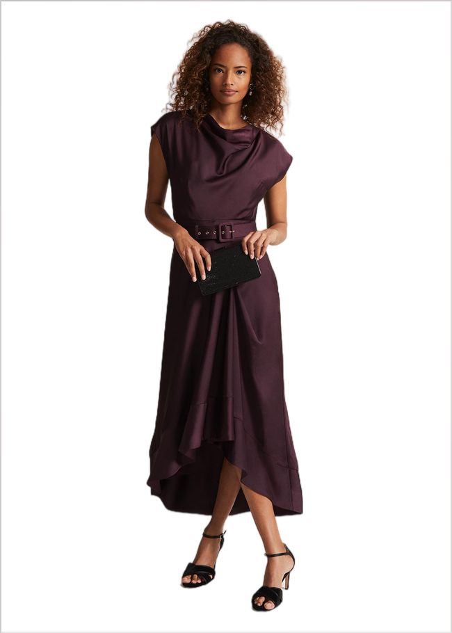  Sabrianna Burgundy Satin Midi Dress Burgundy 221820258