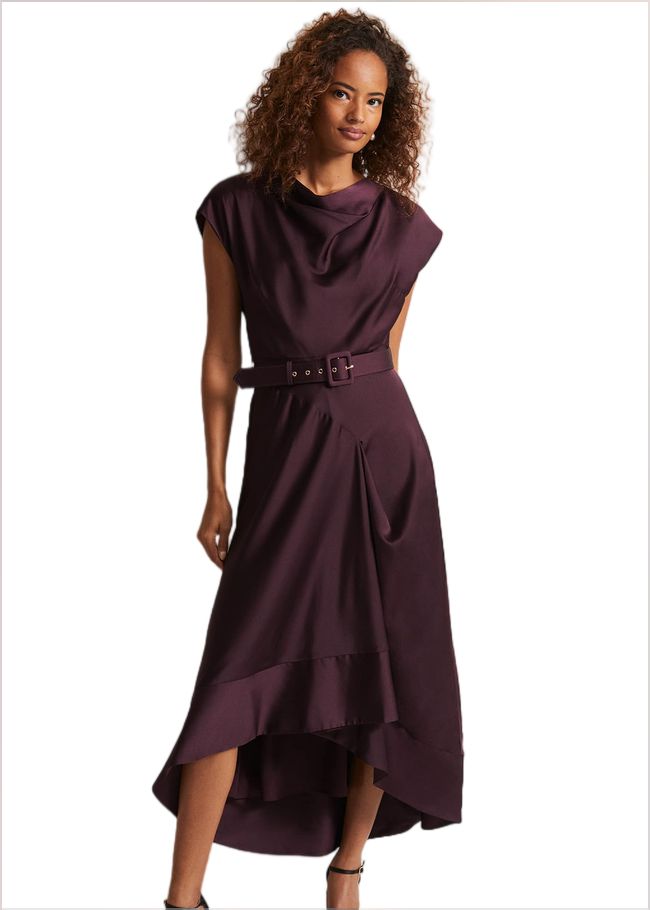  Sabrianna Burgundy Satin Midi Dress Burgundy 221820258