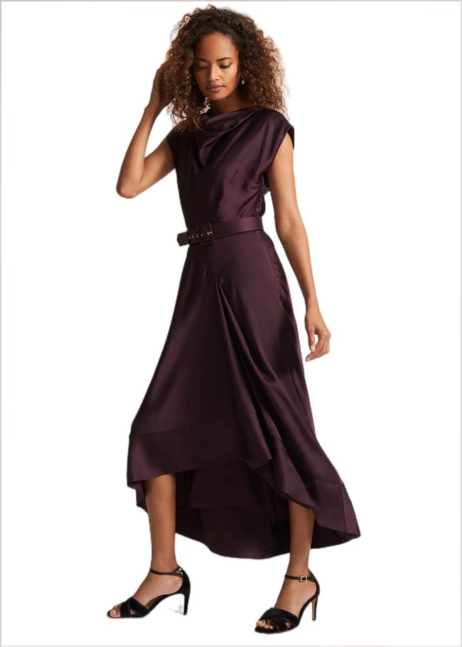  Sabrianna Burgundy Satin Midi Dress Burgundy 221820258