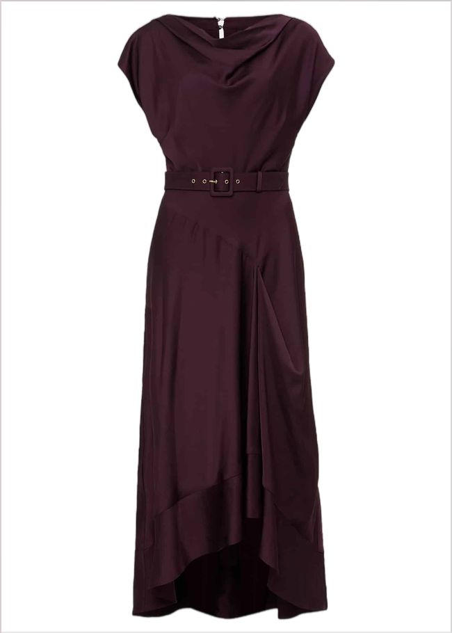  Sabrianna Burgundy Satin Midi Dress Burgundy 221820258