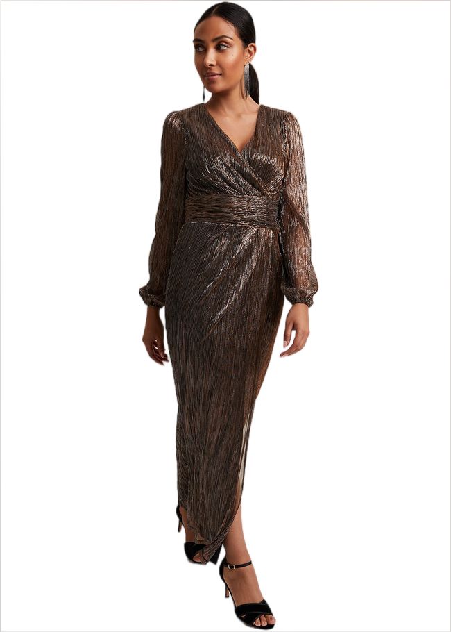  Petite Brielle Bronze Shimmer Maxi Dress Bronze 221822070