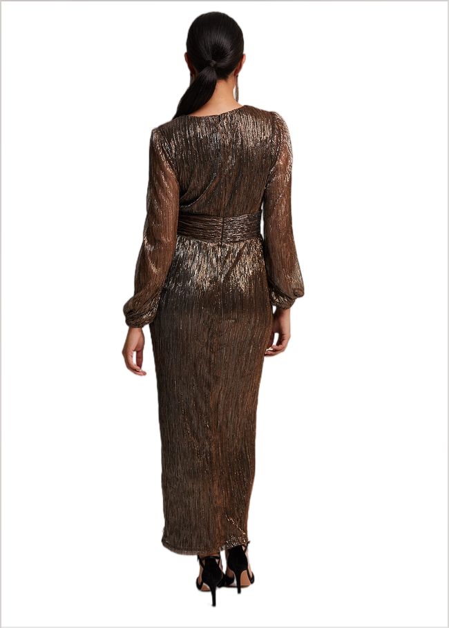  Petite Brielle Bronze Shimmer Maxi Dress Bronze 221822070