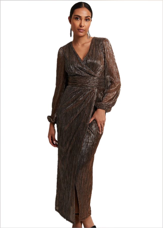  Petite Brielle Bronze Shimmer Maxi Dress Bronze 221822070