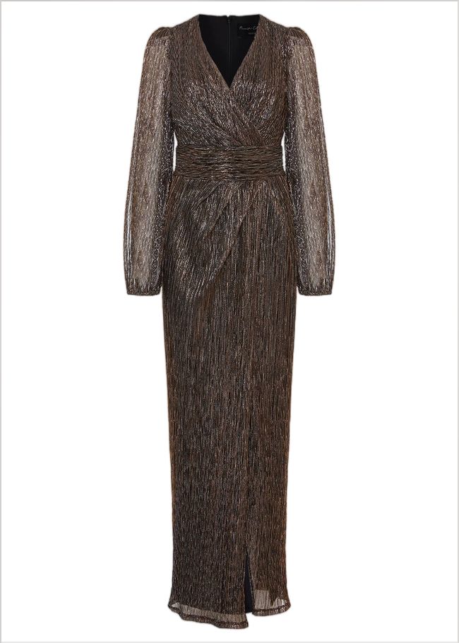  Petite Brielle Bronze Shimmer Maxi Dress Bronze 221822070