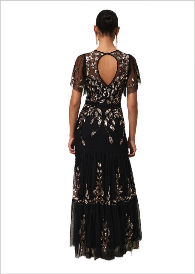  Hilary Beaded Tiered Maxi Dress Black 221823050