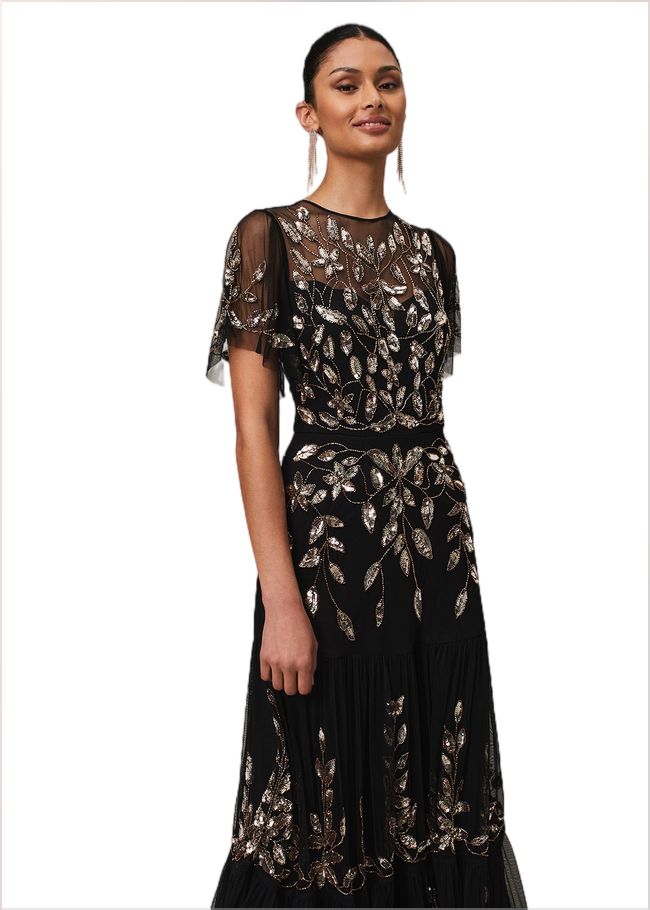  Hilary Beaded Tiered Maxi Dress Black 221823050