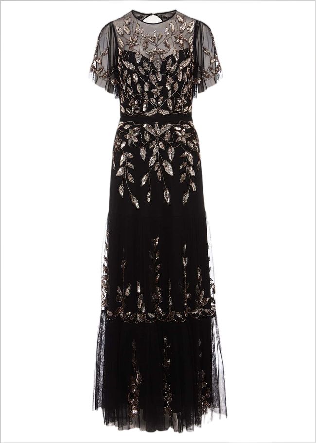  Hilary Beaded Tiered Maxi Dress Black 221823050