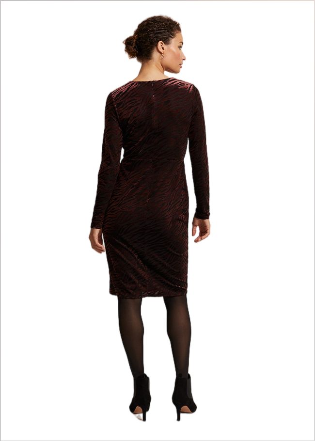  Elina Velvet Burnout Dress Burgundy 221825258