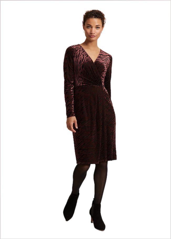  Elina Velvet Burnout Dress Burgundy 221825258