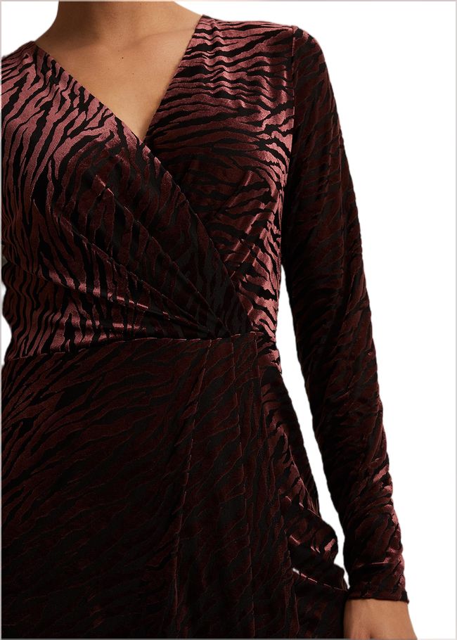  Elina Velvet Burnout Dress Burgundy 221825258