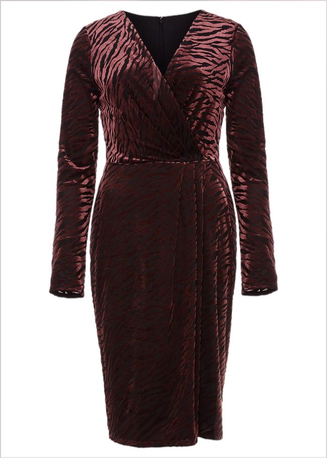  Elina Velvet Burnout Dress Burgundy 221825258