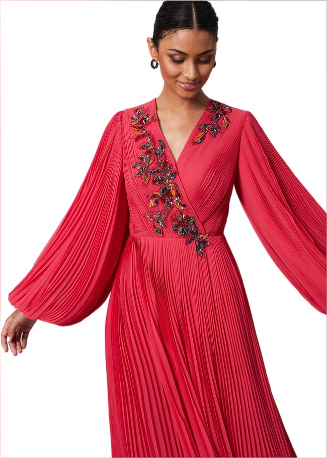  Lillian Pleated Wrap Maxi Dress Pink 221829300