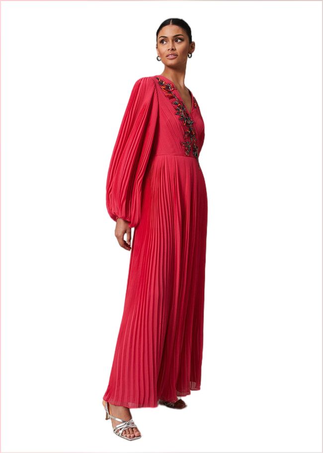  Lillian Pleated Wrap Maxi Dress Pink 221829300