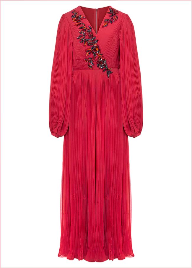  Lillian Pleated Wrap Maxi Dress Pink 221829300