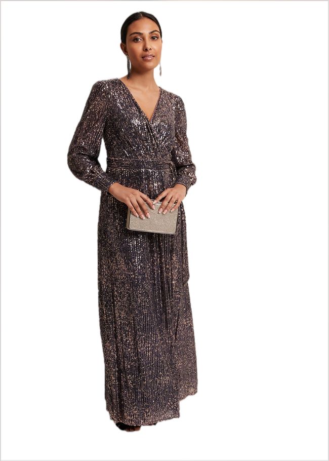  Petite Amily Sequin Maxi Dress Rose Gold 221830413