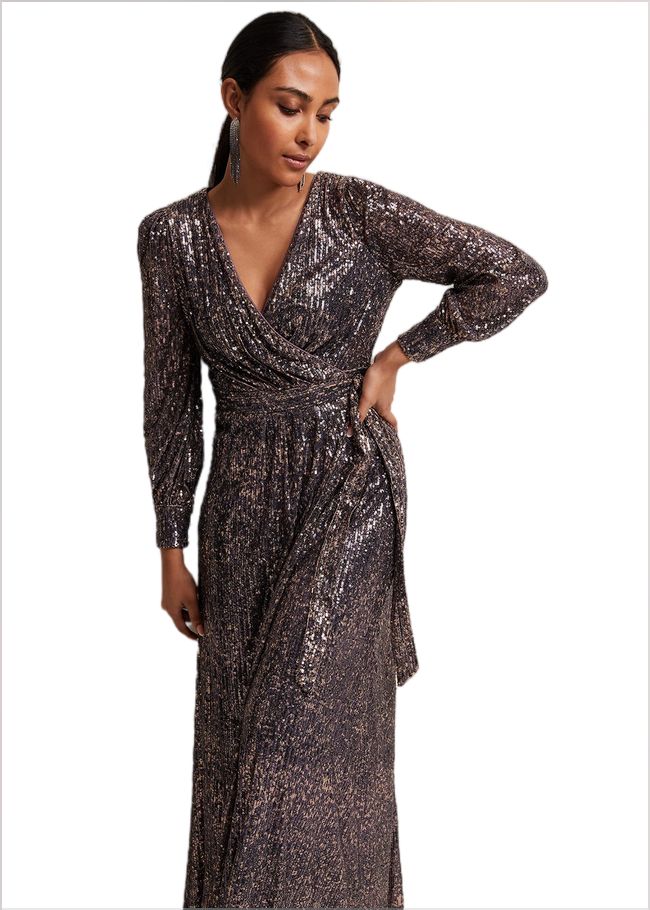  Petite Amily Sequin Maxi Dress Rose Gold 221830413