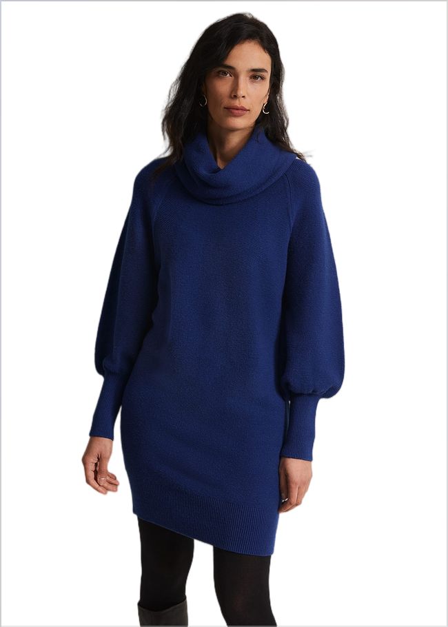  Dahlie Chunky Knit Tunic Mini Dress Royal Blue 221849619