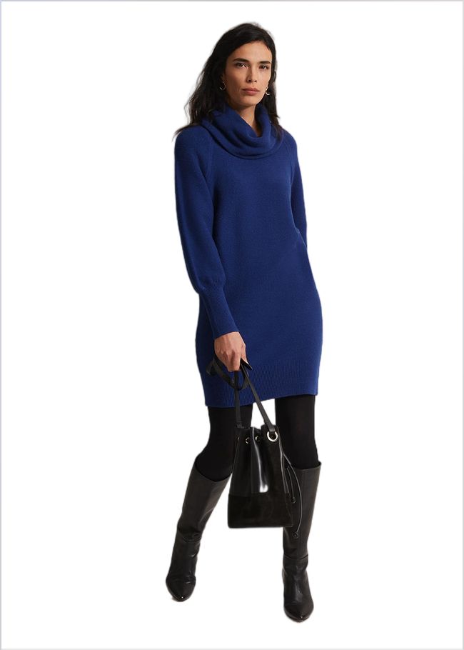  Dahlie Chunky Knit Tunic Mini Dress Royal Blue 221849619