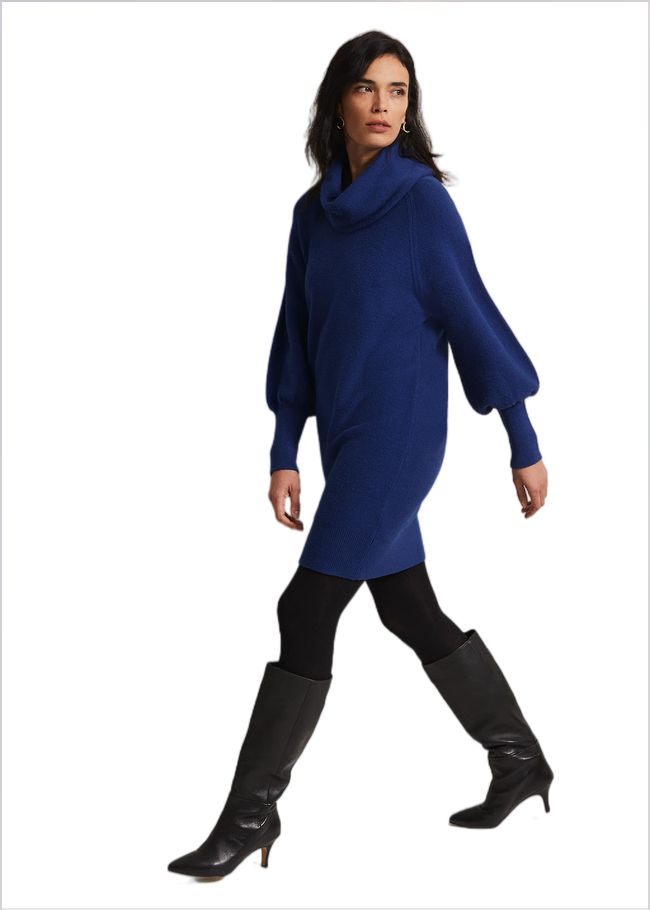  Dahlie Chunky Knit Tunic Mini Dress Royal Blue 221849619