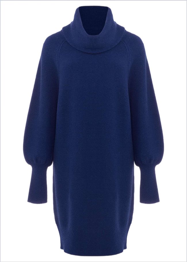  Dahlie Chunky Knit Tunic Mini Dress Royal Blue 221849619