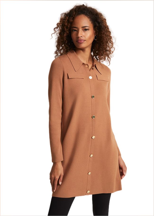  Azealia Fine Knit Tunic Mini Dress Camel 221852206