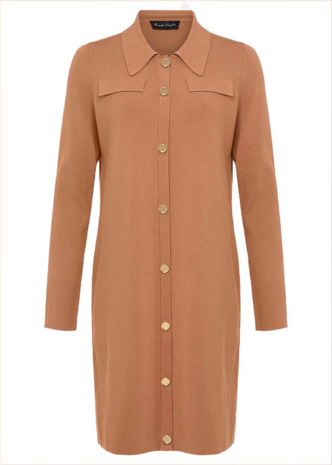  Azealia Fine Knit Tunic Mini Dress Camel 221852206