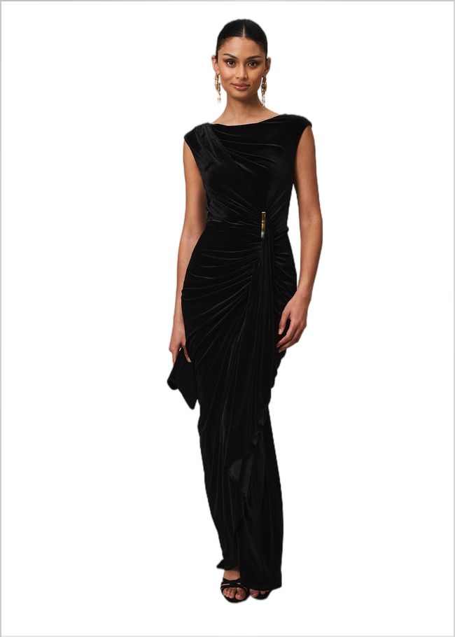  Donna Velvet Maxi Dress Black 221855050