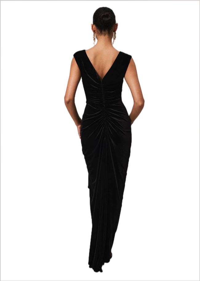  Donna Velvet Maxi Dress Black 221855050