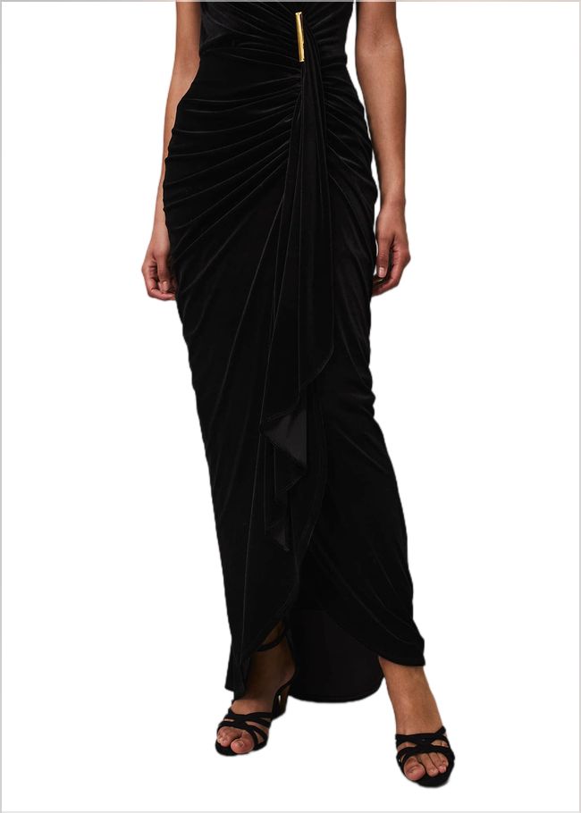  Donna Velvet Maxi Dress Black 221855050