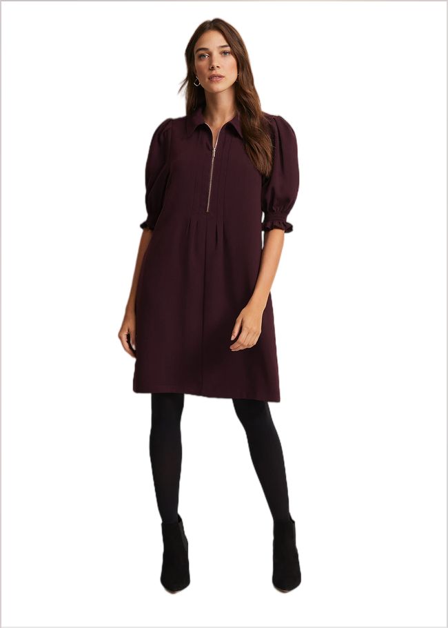  Candice Burgundy Zip Mini Dress Wine 221857257