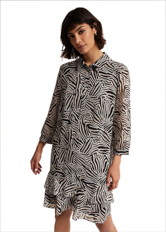  Penelope Zebra Shirt Mini Dress Stone/Ivory 221858365