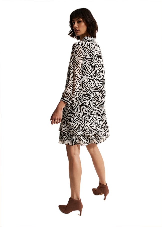  Penelope Zebra Shirt Mini Dress Stone/Ivory 221858365