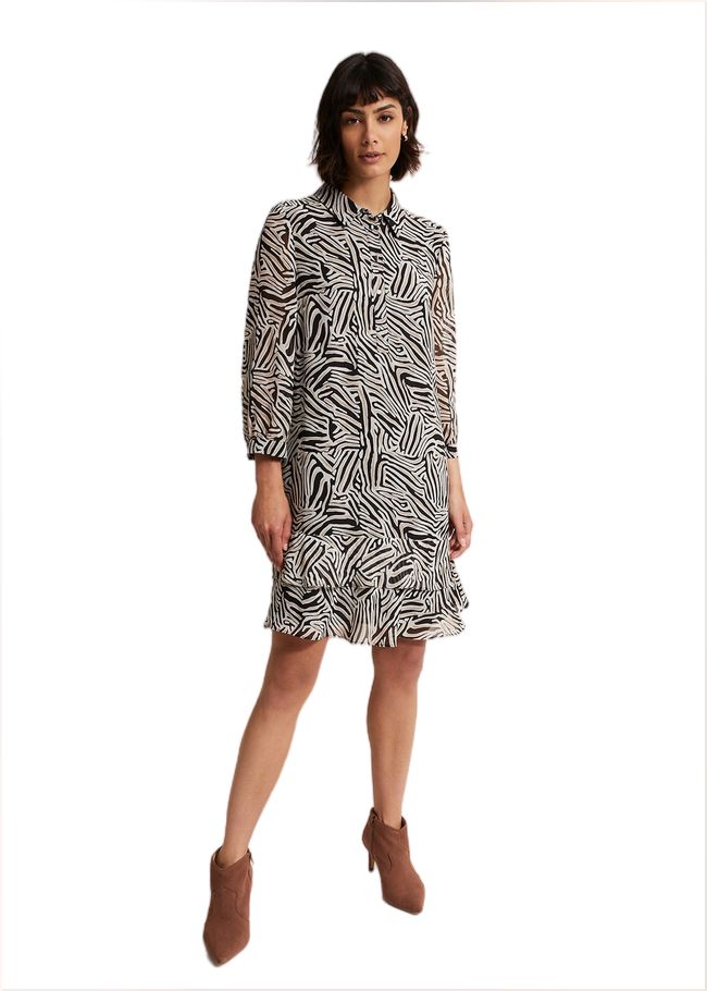  Penelope Zebra Shirt Mini Dress Stone/Ivory 221858365