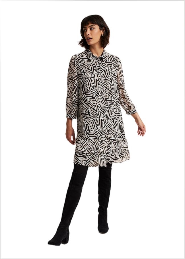  Penelope Zebra Shirt Mini Dress Stone/Ivory 221858365