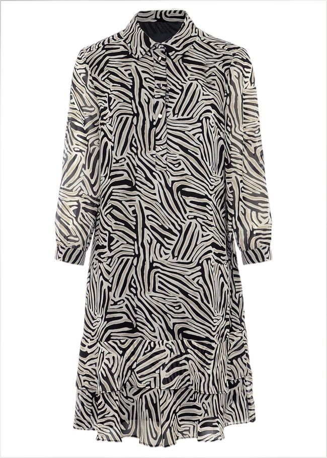  Penelope Zebra Shirt Mini Dress Stone/Ivory 221858365