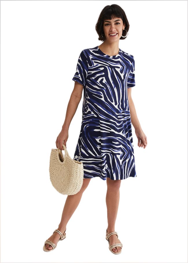  Isabelle Zebra Print Jersey Mini Dress Blue/Multi 221861380