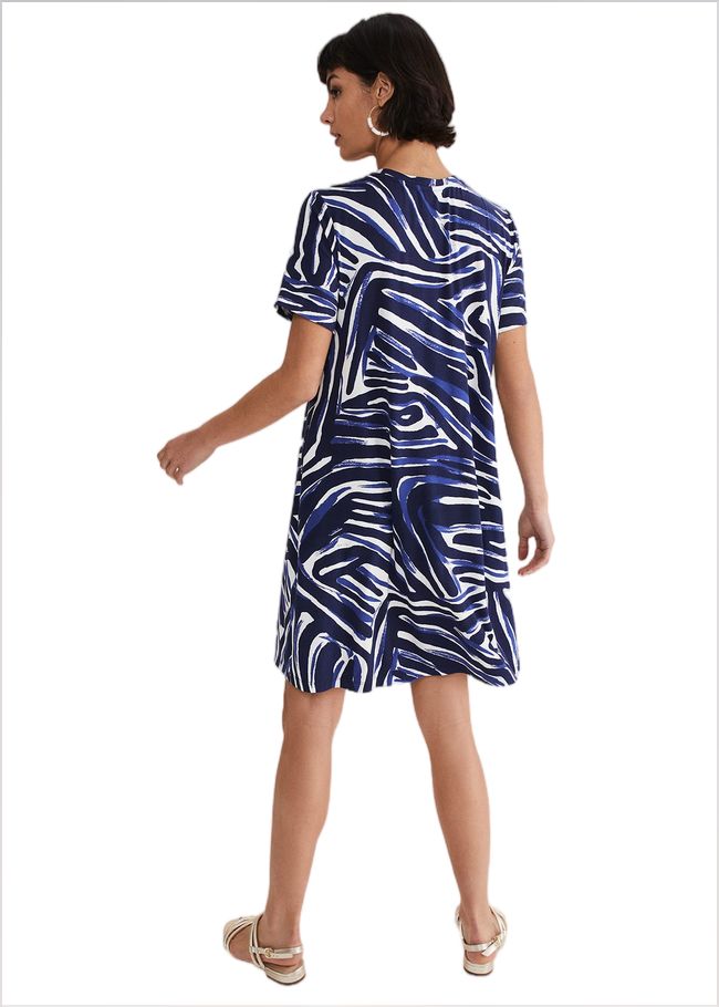  Isabelle Zebra Print Jersey Mini Dress Blue/Multi 221861380