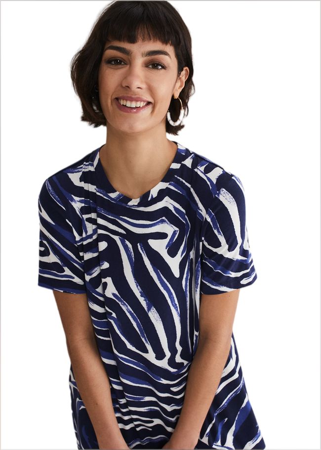  Isabelle Zebra Print Jersey Mini Dress Blue/Multi 221861380