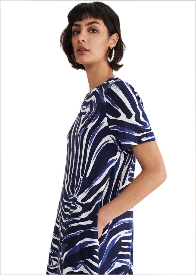  Isabelle Zebra Print Jersey Mini Dress Blue/Multi 221861380