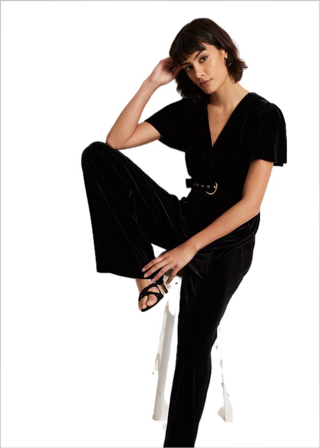  Holly Black Velvet Jumpsuit Black 221862050