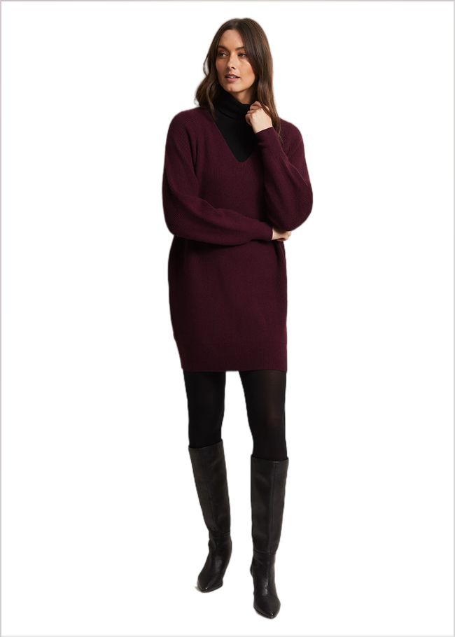  Eliana Chunky Knitted Mini Dress Wine 221863257