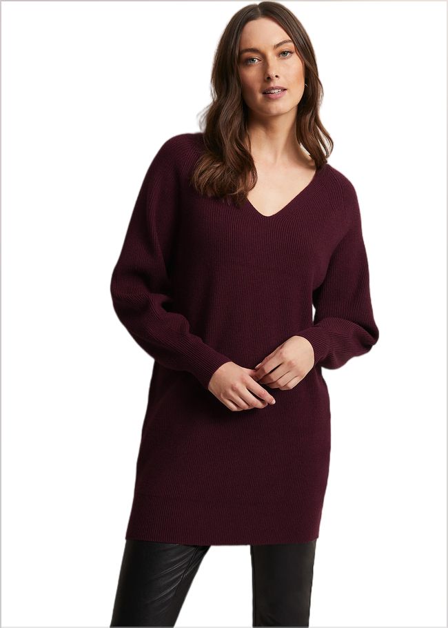  Eliana Chunky Knitted Mini Dress Wine 221863257