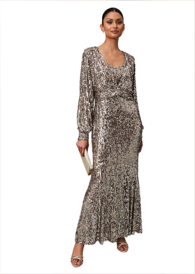  Thalia Sequin Maxi Dress Silver 221866065