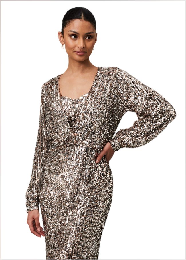  Thalia Sequin Maxi Dress Silver 221866065