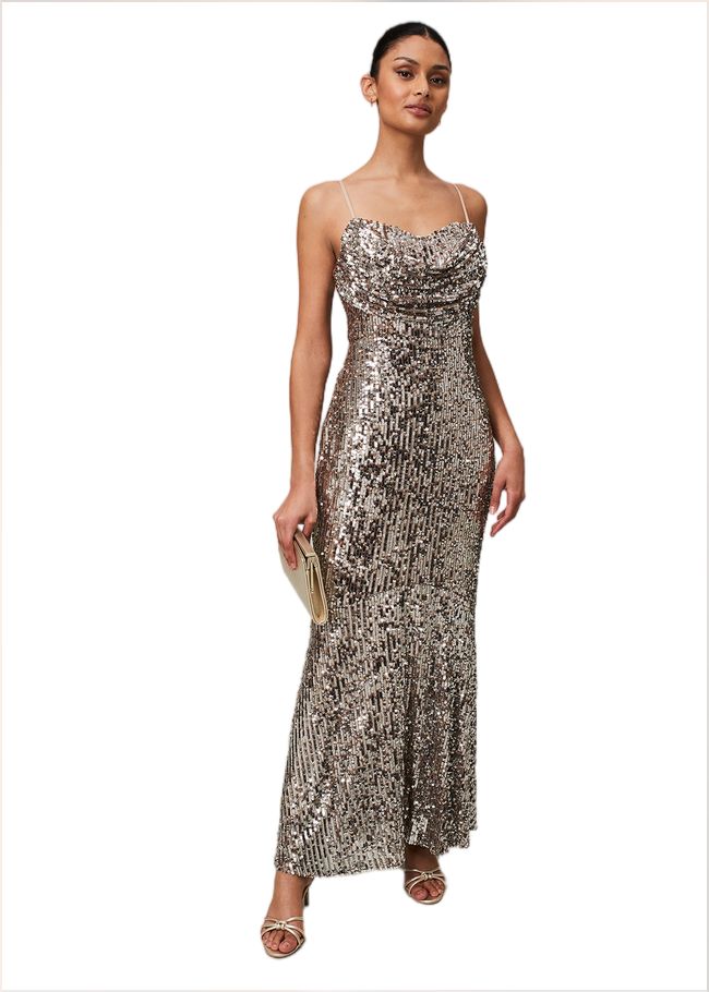  Thalia Sequin Maxi Dress Silver 221866065