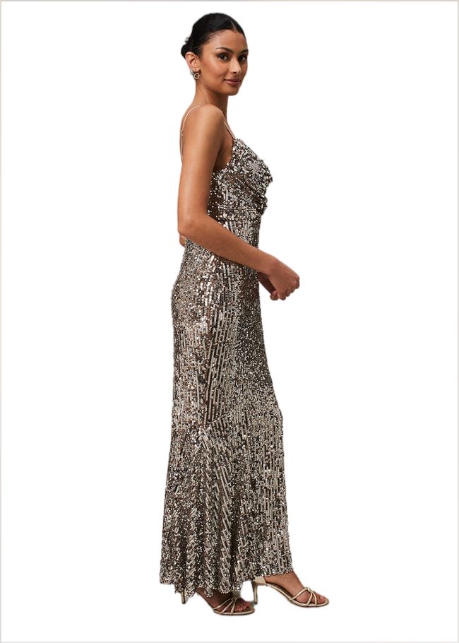  Thalia Sequin Maxi Dress Silver 221866065