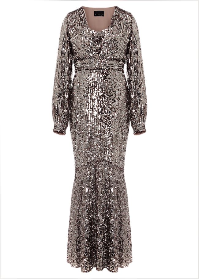  Thalia Sequin Maxi Dress Silver 221866065