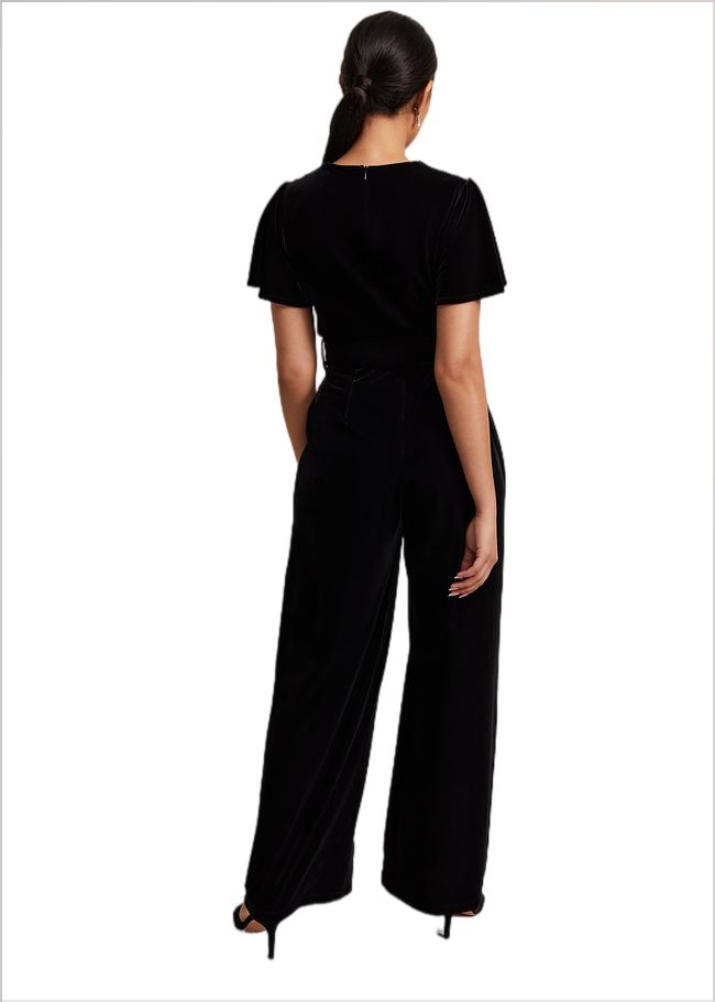  Petite Holly Black Velvet Jumpsuit Black 221871050