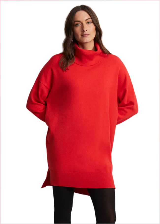  Cecilia Cowl Neck Jumper Dress Red 221875250